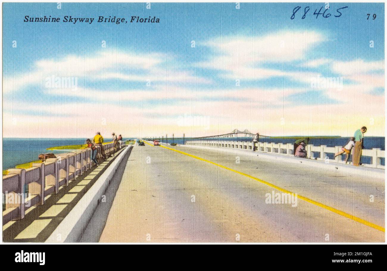 Sunshine Skyway Bridge, Floride , Bridges, Tichnor Brothers Collection, cartes postales des États-Unis Banque D'Images