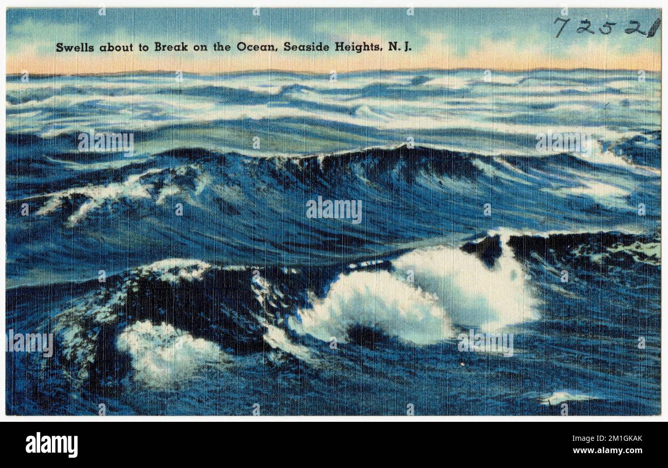 Gonfles sur le point de se briser sur l'océan, Seaside Heights, N. J. , Seas, Tichnor Brothers Collection, Cartes postales des États-Unis Banque D'Images