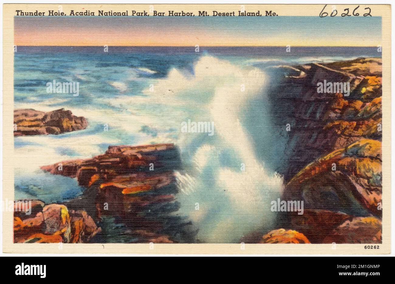 Thunder Hole, parc national Acadia, Bar Harbor, Mt. Desert Island, Mé. , Seas, Parks, Tichnor Brothers Collection, cartes postales des États-Unis Banque D'Images