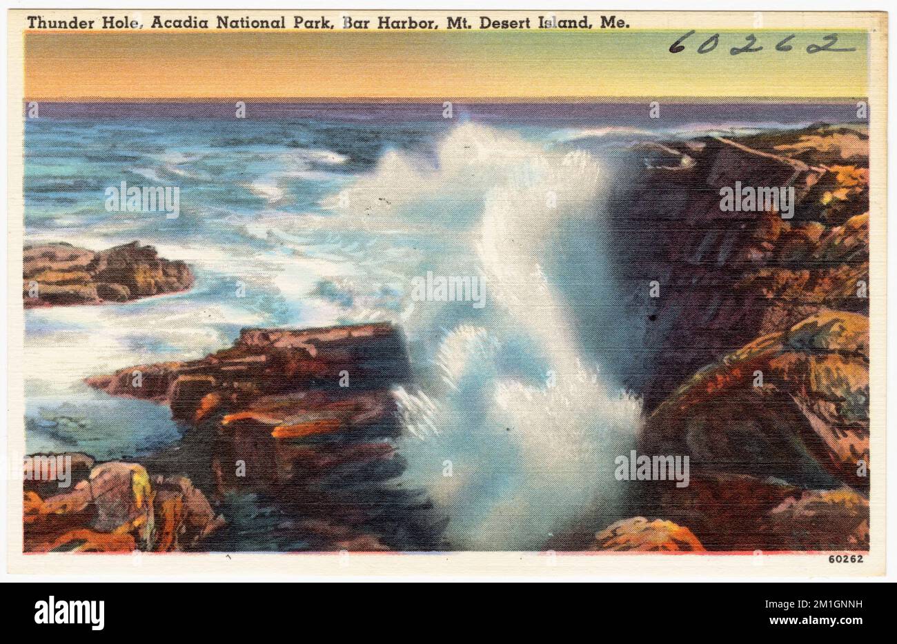 Thunder Hole, parc national Acadia, Bar Harbor, Mt. Desert Island, Mé. , Parks, Seas, Tichnor Brothers Collection, cartes postales des États-Unis Banque D'Images