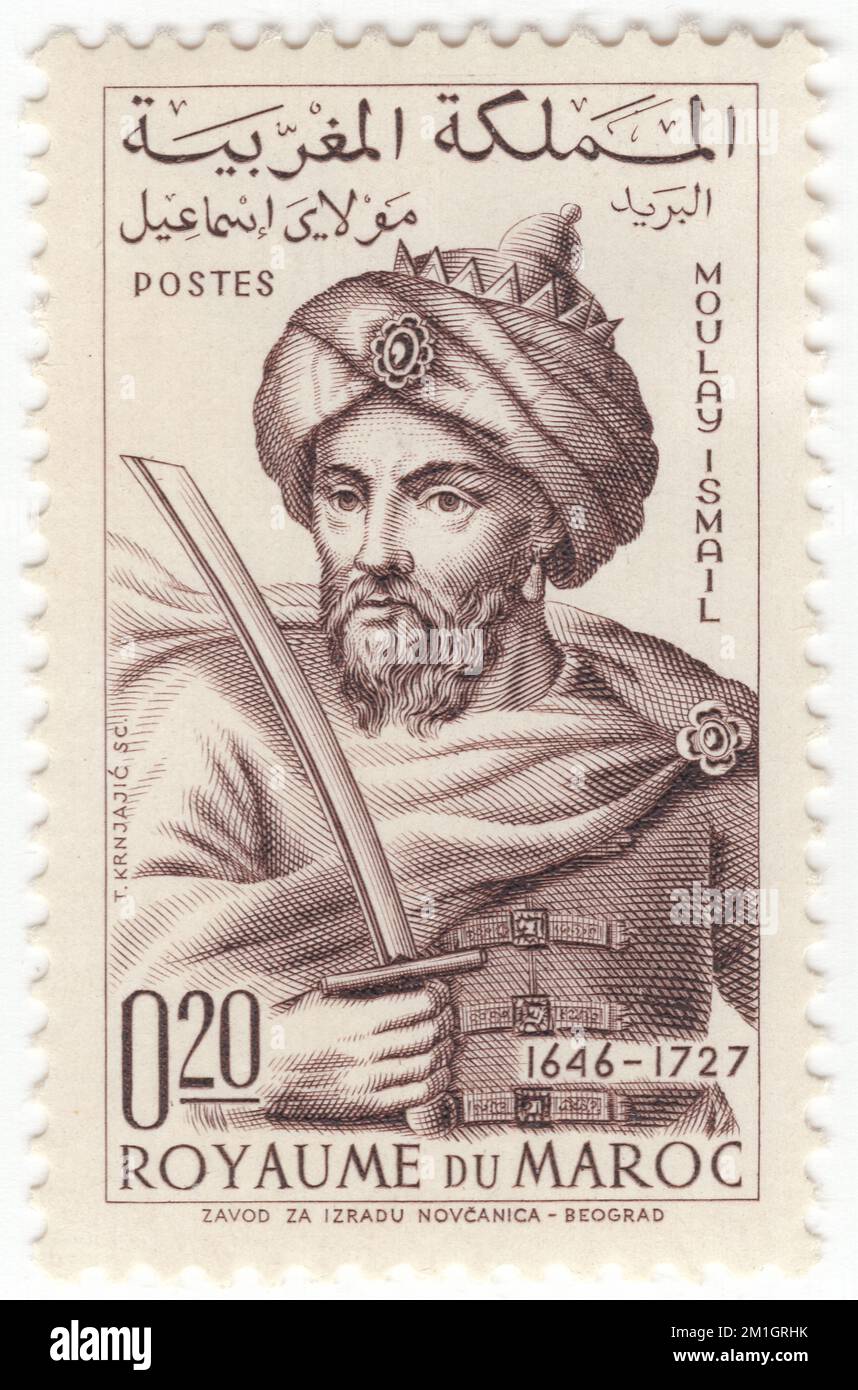 MAROC - 1963 3 mars : timbre-poste sépia de 20 centimes représentant l ...