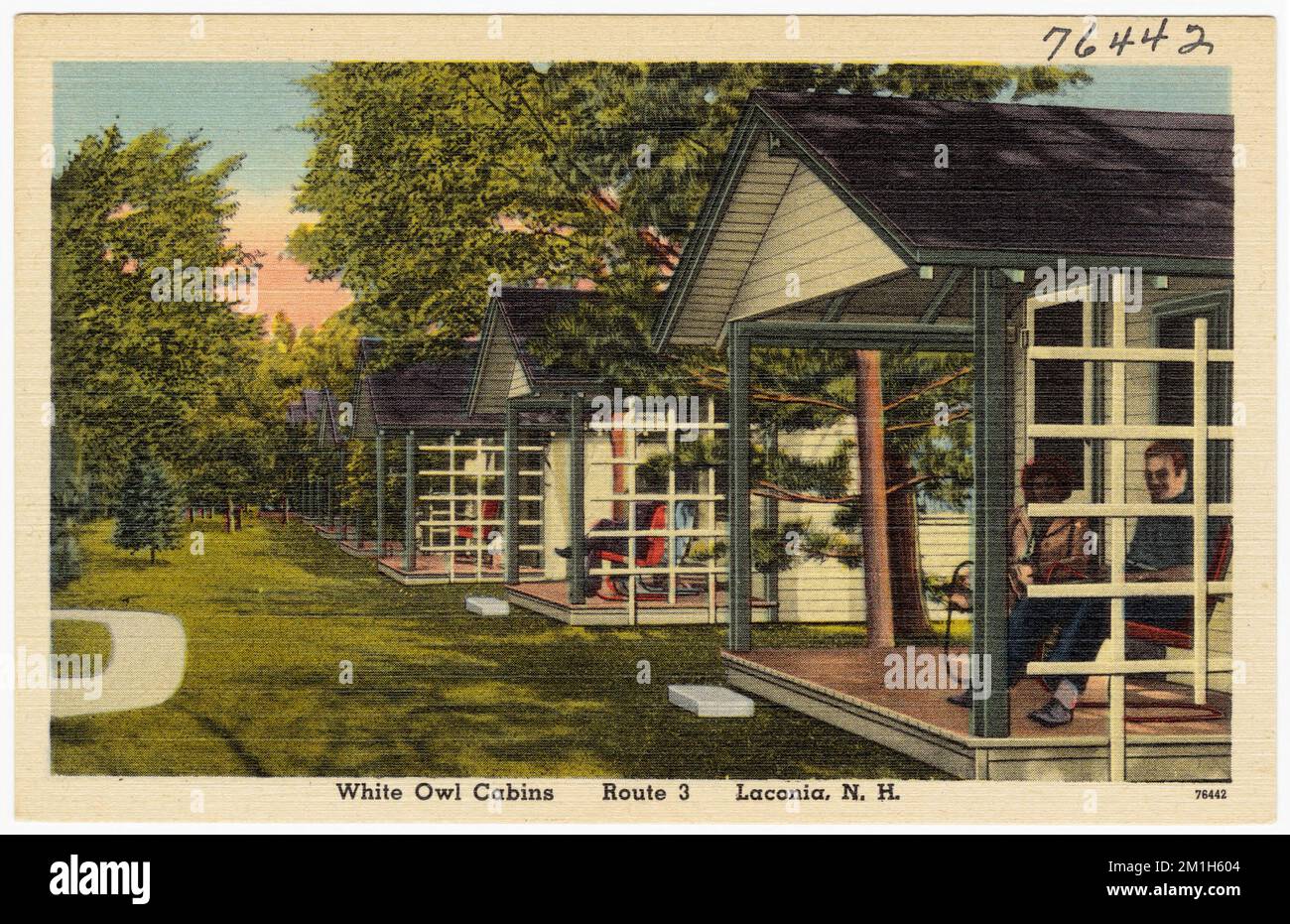Chalet White Owl, route US 3, Laconia, N.H. , Cabins, Tichnor Brothers Collection, cartes postales des États-Unis Banque D'Images