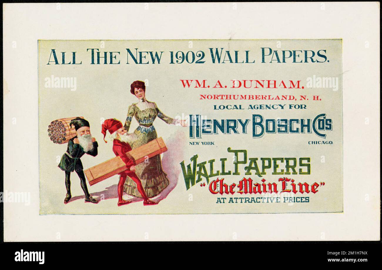 Tous les nouveaux papiers muraux 1902. , Femmes, personnes âgées, Fonds d'écran, cartes professionnelles américaines du siècle 19th Banque D'Images