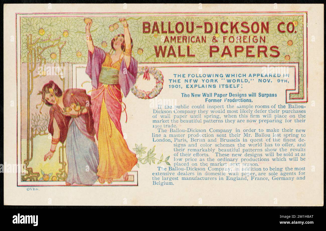 Ballou-Dickson Co Papiers muraux américains et étrangers , femmes, papiers peints, cartes professionnelles américaines du siècle 19th Banque D'Images