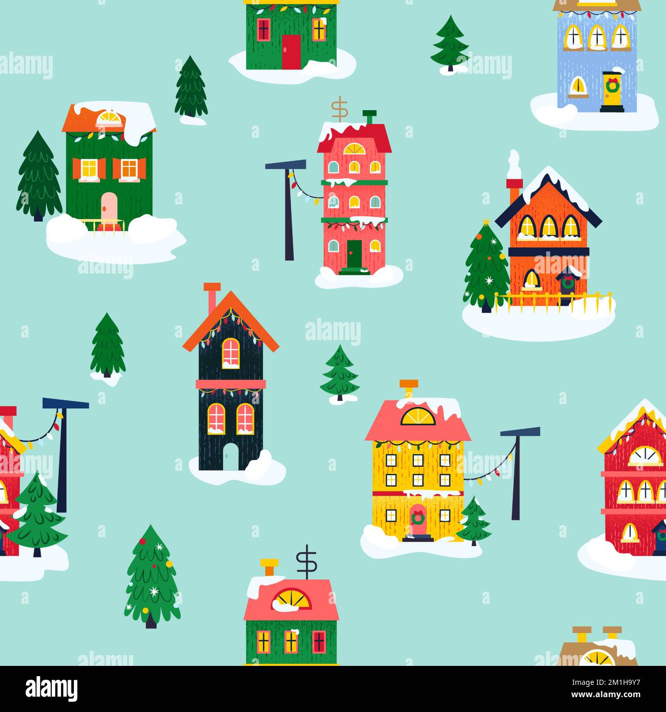 Motif sans couture pour les maisons d'hiver Illustration de Vecteur