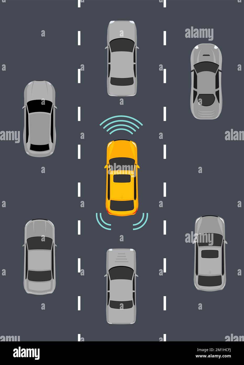 Capteur d'entraînement d'icône de voiture autonome. Véhicule autonome numérique auto auto autoconducteur vecteur système intelligent Illustration de Vecteur