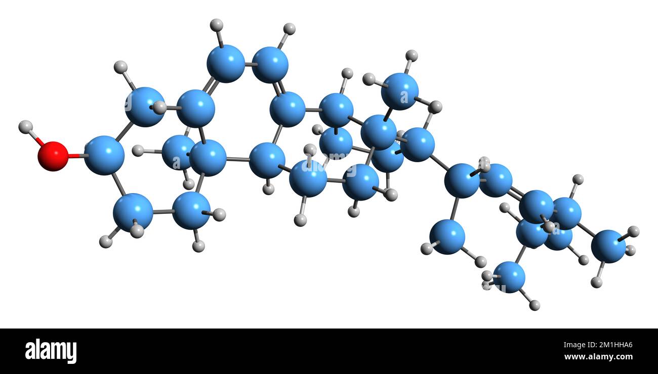 3D image de la formule squelettique de l'ergostérol - structure chimique moléculaire du stérol fongique isolé sur fond blanc Banque D'Images