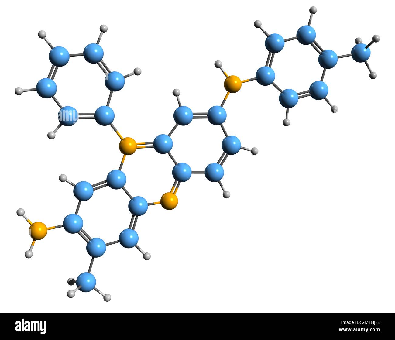 3D image de Mauveine Une formule squelettique - structure chimique moléculaire de l'aniline violet isolée sur fond blanc Banque D'Images