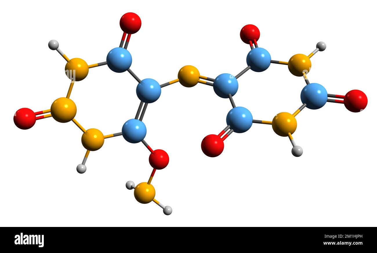 3D image de formule squelettique de Murexide - structure chimique moléculaire du sel d'ammonium de l'acide purpurique isolé sur fond blanc Banque D'Images