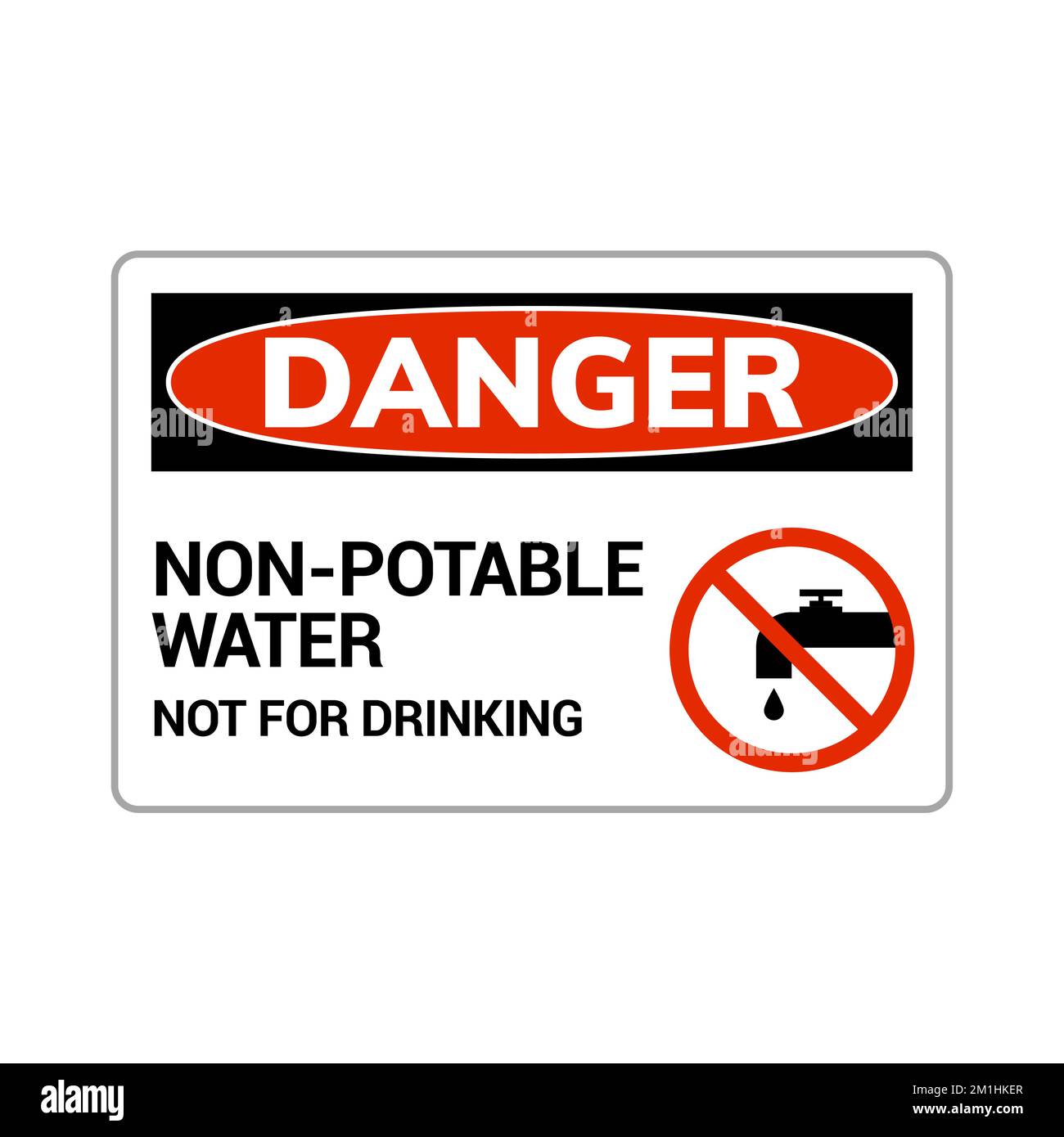 Panneau de danger d'eau non potable. Symbole d'eau non sécuritaire interdite au robinet à boire. Illustration de Vecteur