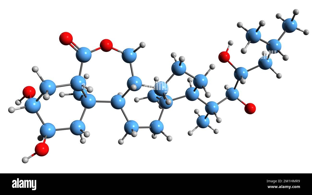 3D image de la formule squelettique de Norbrassinolide - structure chimique moléculaire de la phytohormone isolée sur fond blanc Banque D'Images