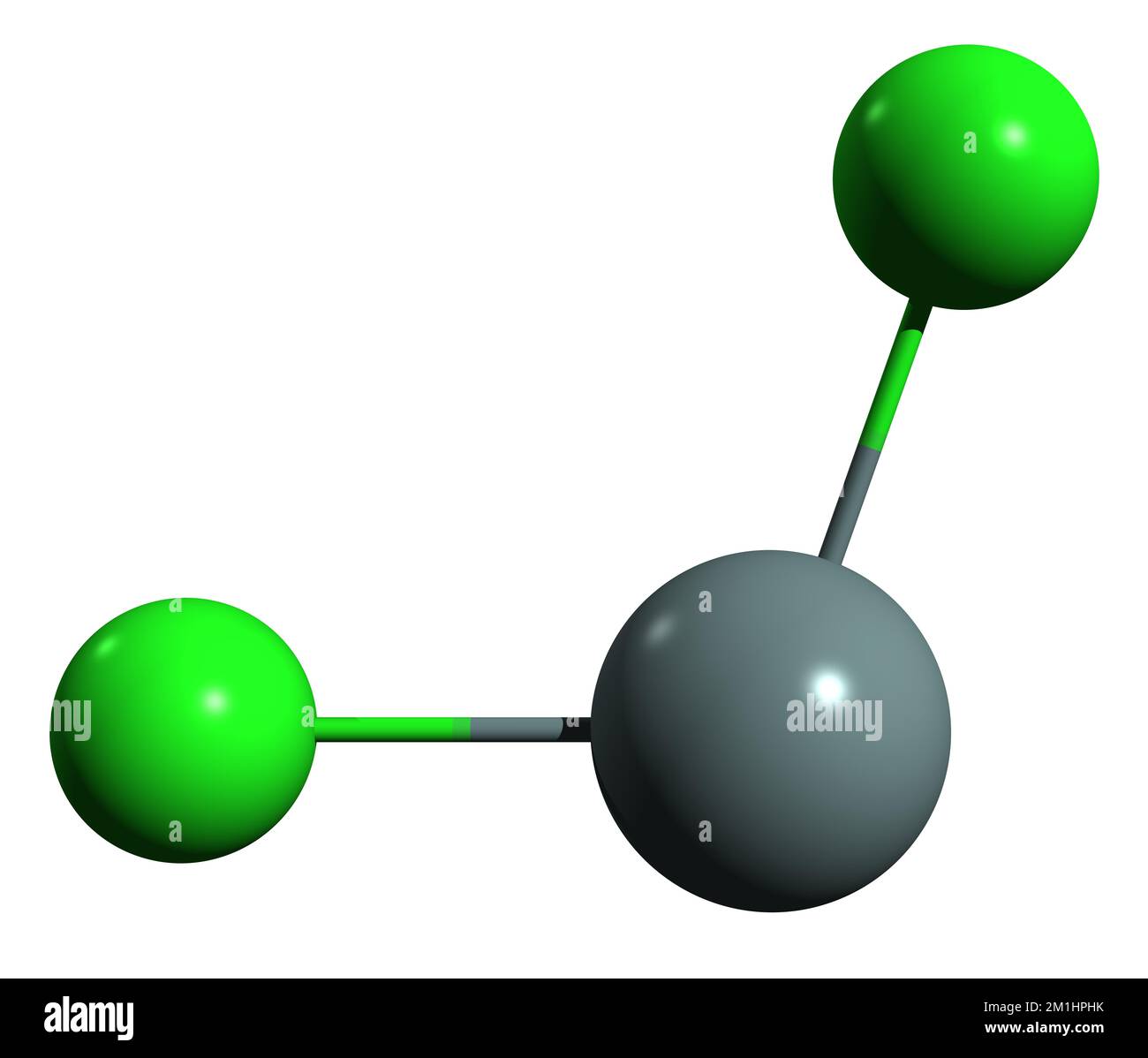 3D image de la formule squelettique du chlorure d'étain II - structure chimique moléculaire du protochlorure d'étain isolé sur fond blanc Banque D'Images