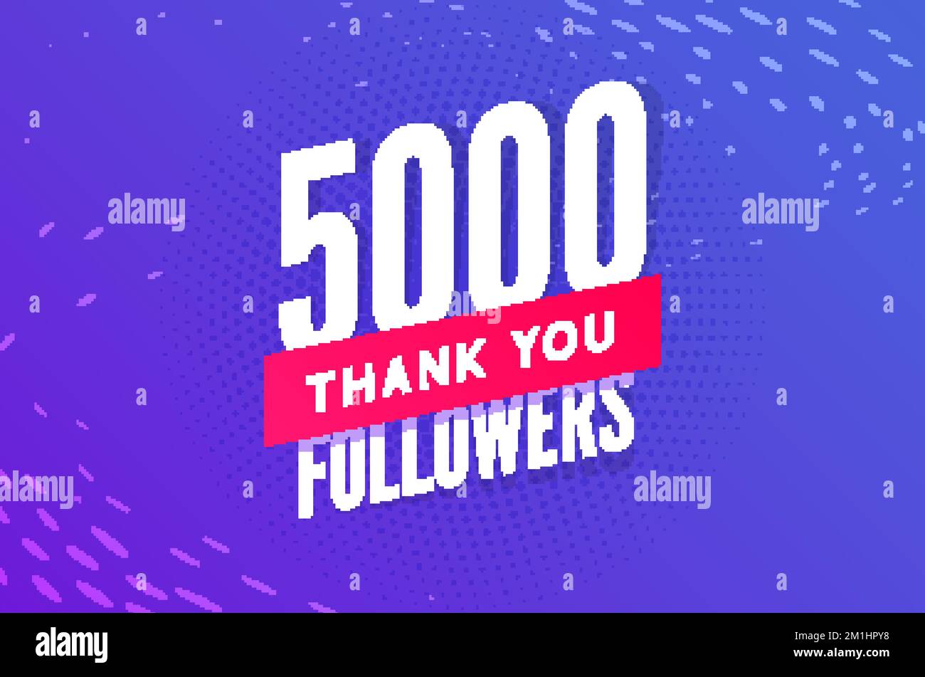 vecteur de 5000 suiveurs. Salutation de la carte sociale remercier les abonnés. Félicitations 5k modèle de conception de suiveur Illustration de Vecteur