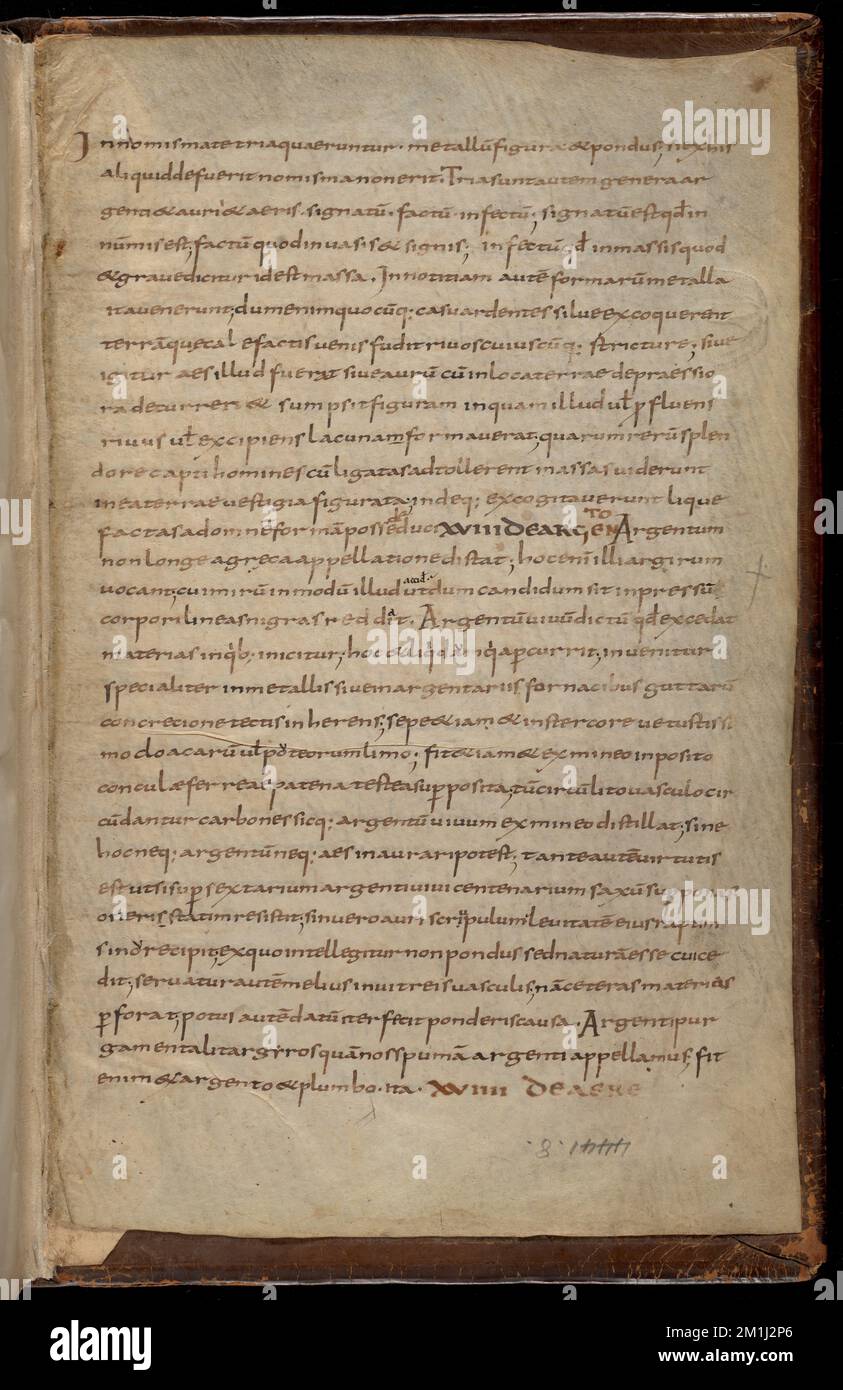 2 feuilles des Etymologiae : en latin , Banque D'Images