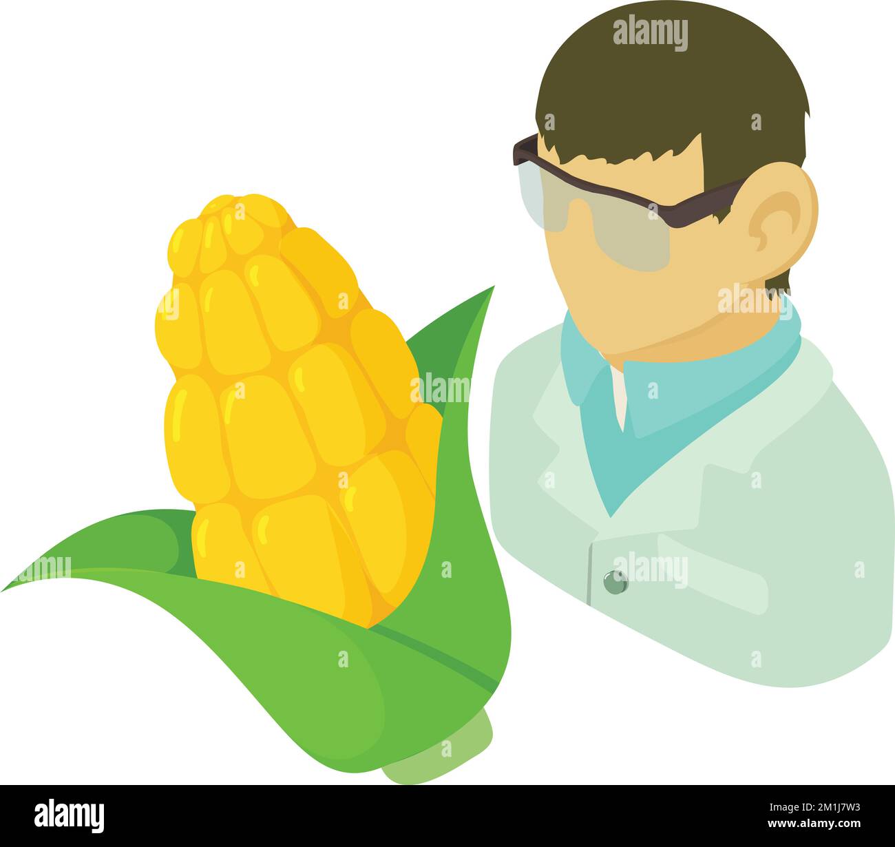 Icône de laboratoire agricole vecteur isométrique. Chercheur analysant l'icône cornCoB. Concept scientifique, recherche en laboratoire Illustration de Vecteur