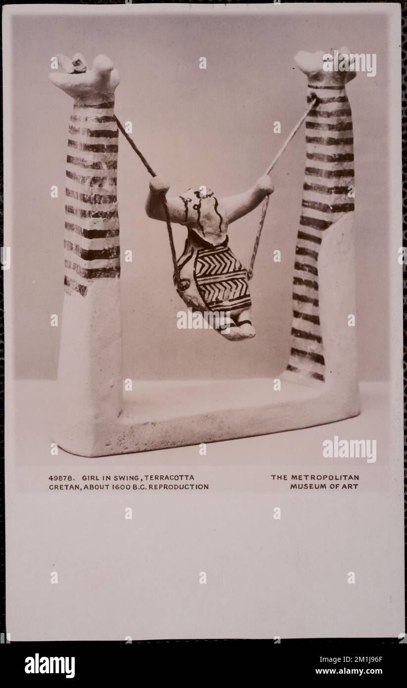 49878. Fille en balançoire, terre cuite, crétoise, environ 1600 av. J.-C. Reproduction. Le Metropolitan Museum of Art , Sculpture, balançoires. Collection Nicholas Catsimpolas Banque D'Images