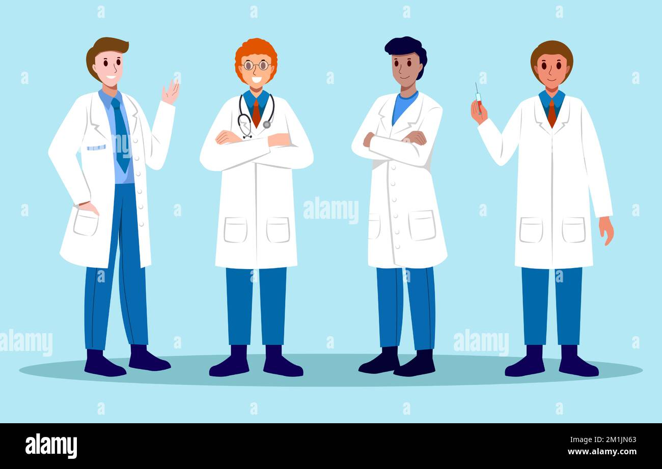 Dessin des caractères de dessin animé de médecin masculin . Vecteur . Illustration de Vecteur