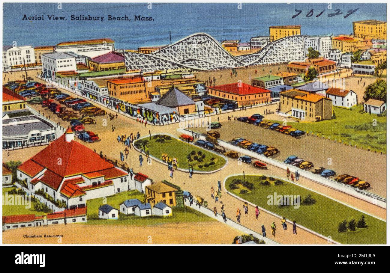Vue aérienne, Salisbury Beach, Massachusetts. , Villes et villages, parcs d'attractions, Collection Tichnor Brothers, cartes postales des États-Unis Banque D'Images