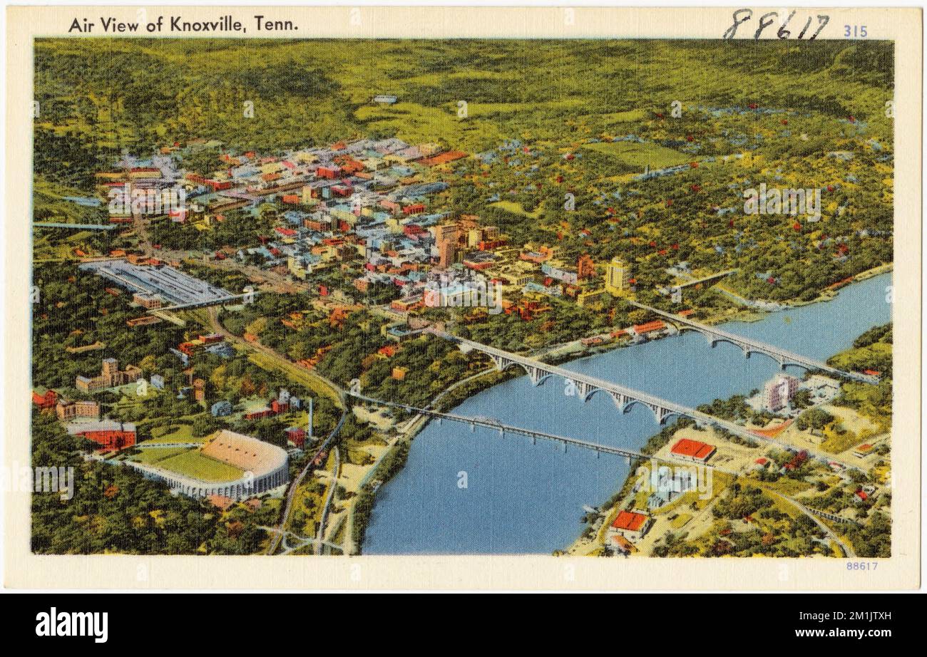 Vue aérienne de Knoxville, Tennessee. , Villes et villages, Collection Tichnor Brothers, cartes postales des États-Unis Banque D'Images