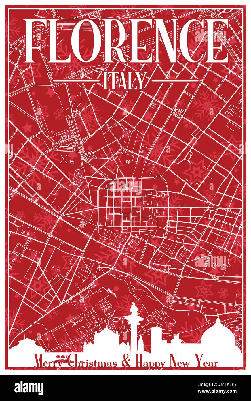 Carte postale de Noël du centre-ville DE FLORENCE, ITALIE Illustration de Vecteur