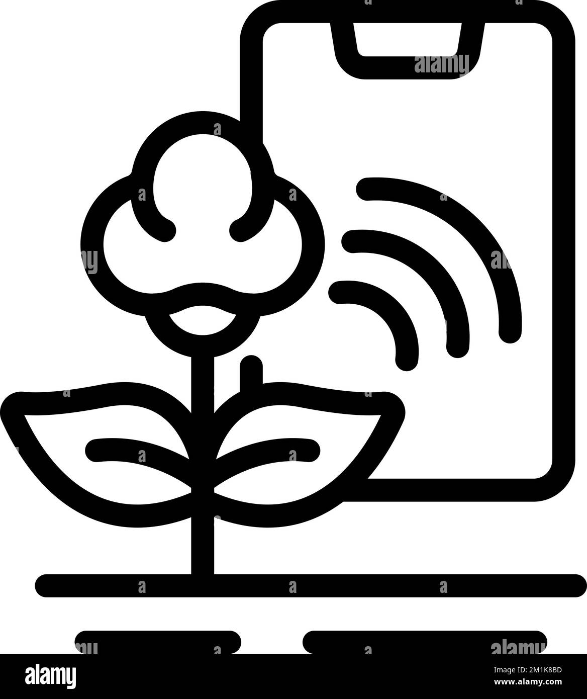 Vecteur de contour de l'icône de contrôle de la plante du coton. Agriculture numérique. Données d'application Illustration de Vecteur
