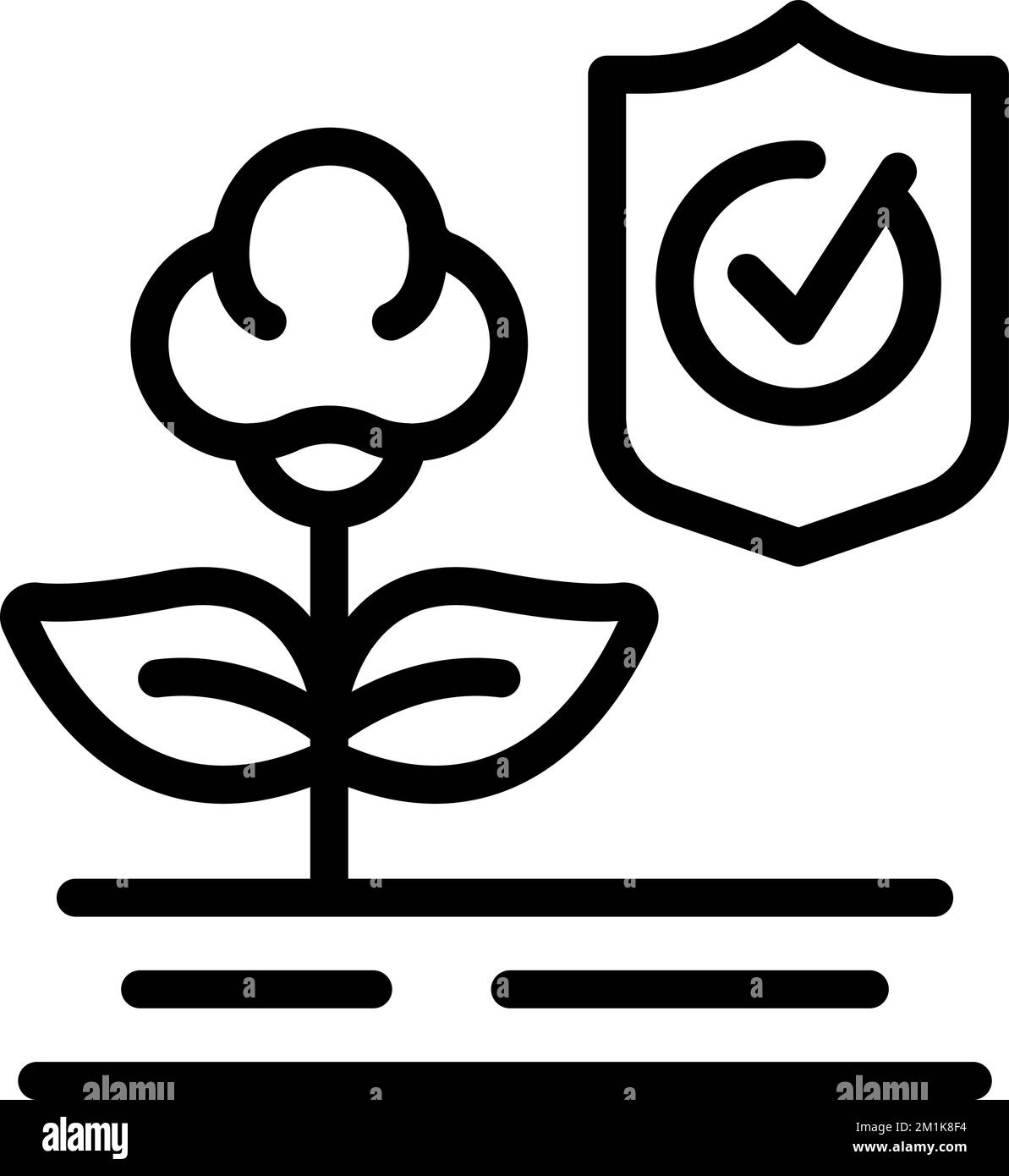 Vecteur de contour de l'icône de contrôle de la plante du coton. L'avenir numérique. Données du capteur Illustration de Vecteur