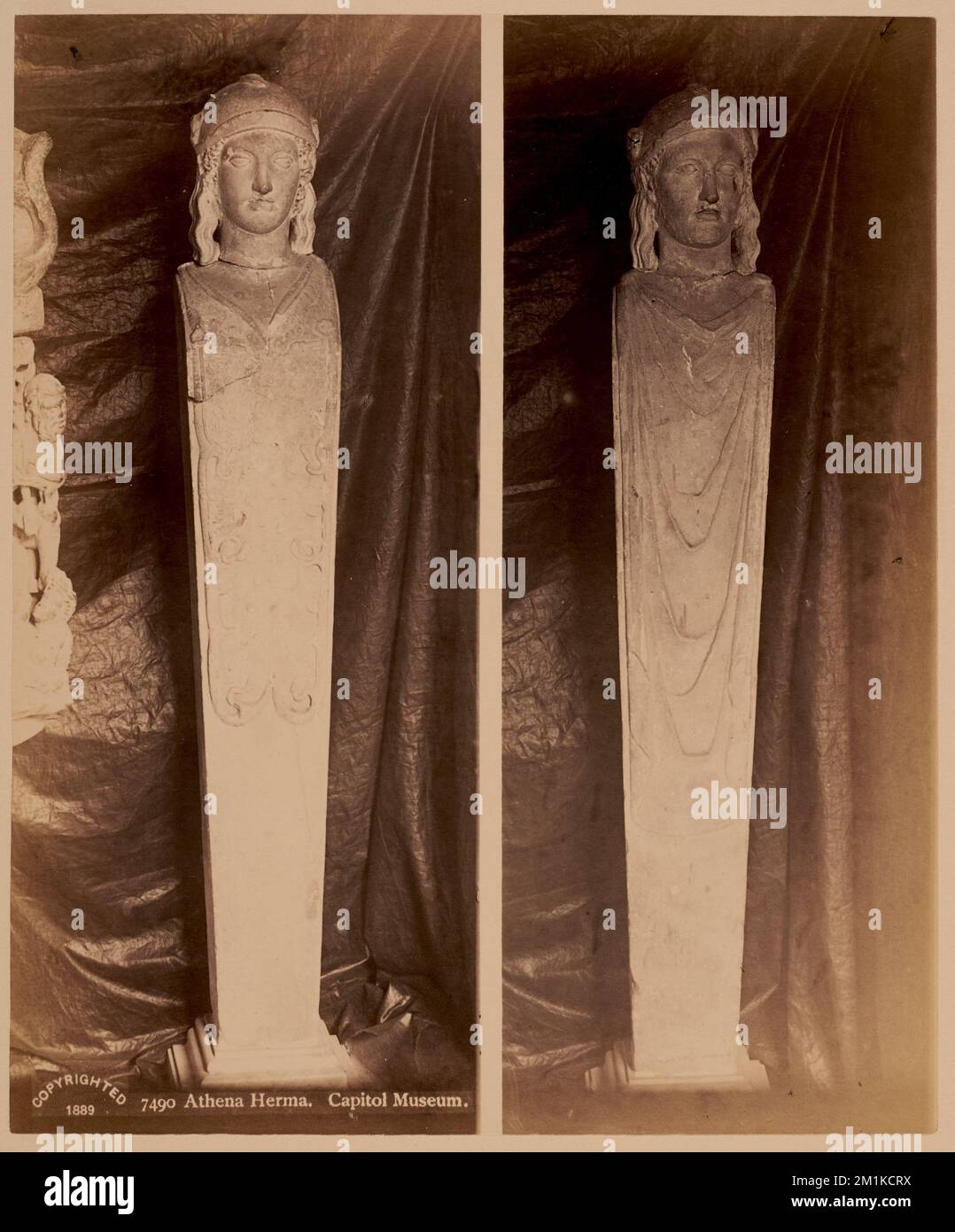 Athena Herma. Musée du Capitole , Antiquités, Bas-reliefs, dieux, Déesses, Athéna la déité grecque, Hermes la déité grecque. Collection Nicholas Catsimpolas Banque D'Images