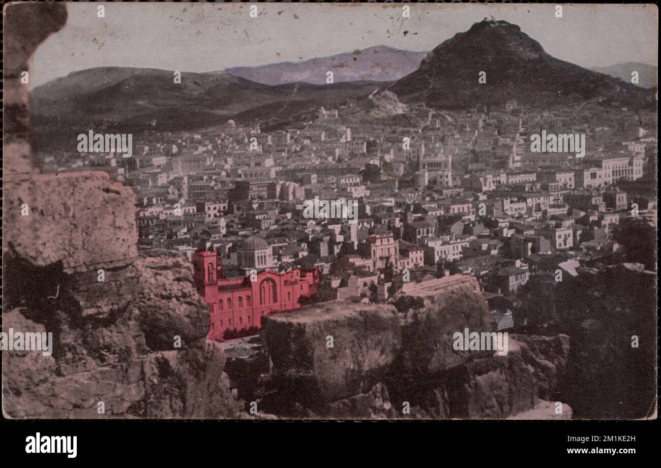 Athènes et Lycabette , Villes et villages, collines. Collection Nicholas Catsimpolas Banque D'Images