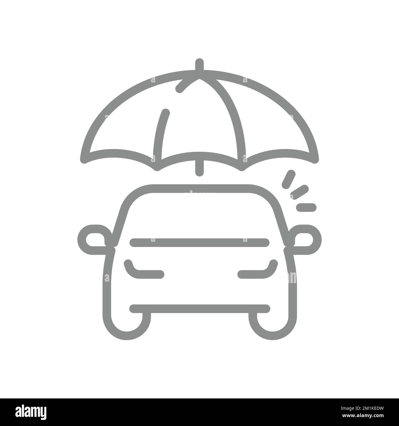 Icône de vecteur de ligne d'assurance moteur. Symbole représentant une voiture et un parapluie. Illustration de Vecteur