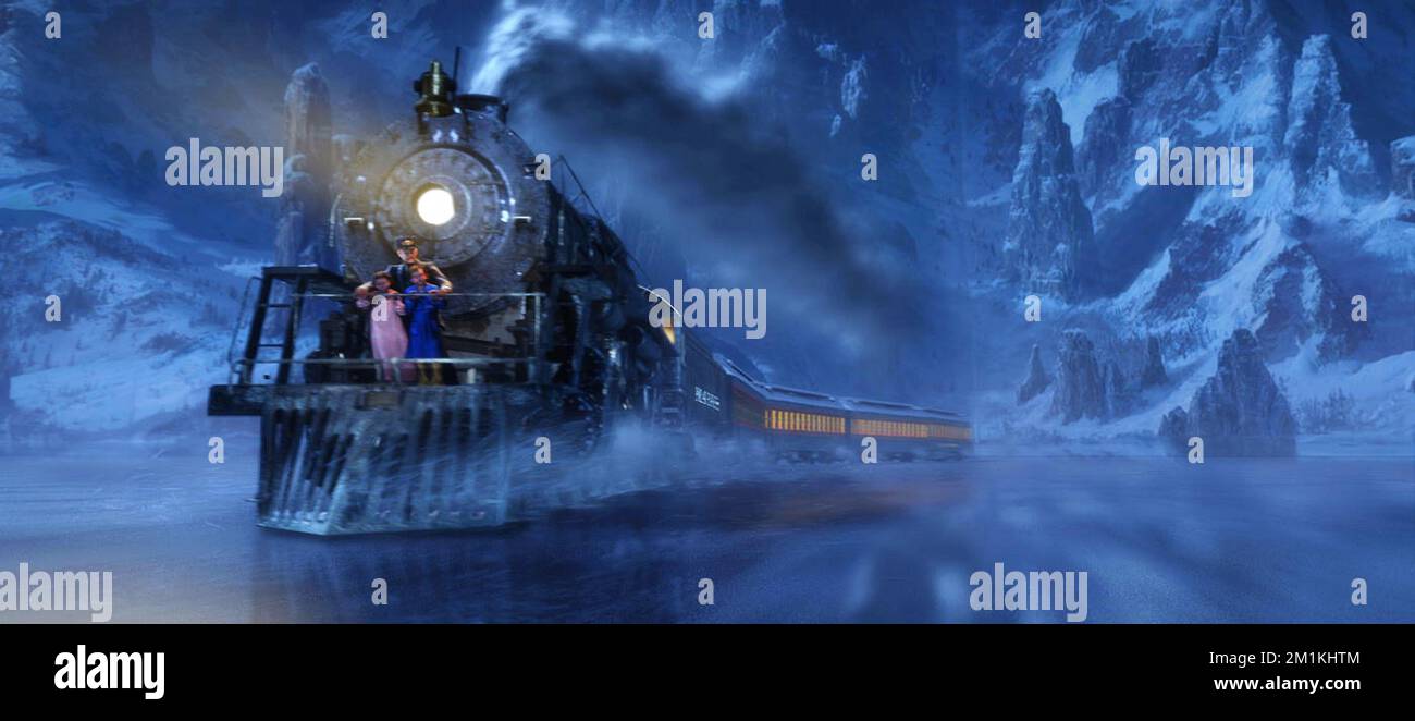 La scène Polar Express train Banque D'Images