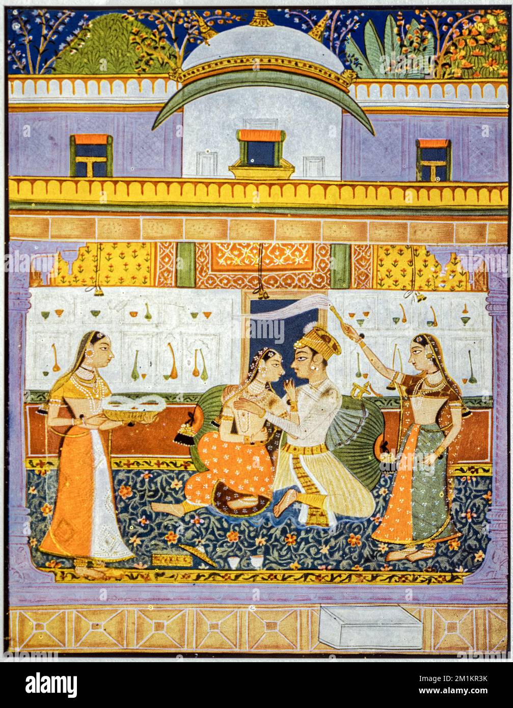 02 18 2012 peinture miniature Rajasthani du Rajasthan, Inde. Probablement à la fin du 19th siècle ou au début du 20th siècle. Banque D'Images
