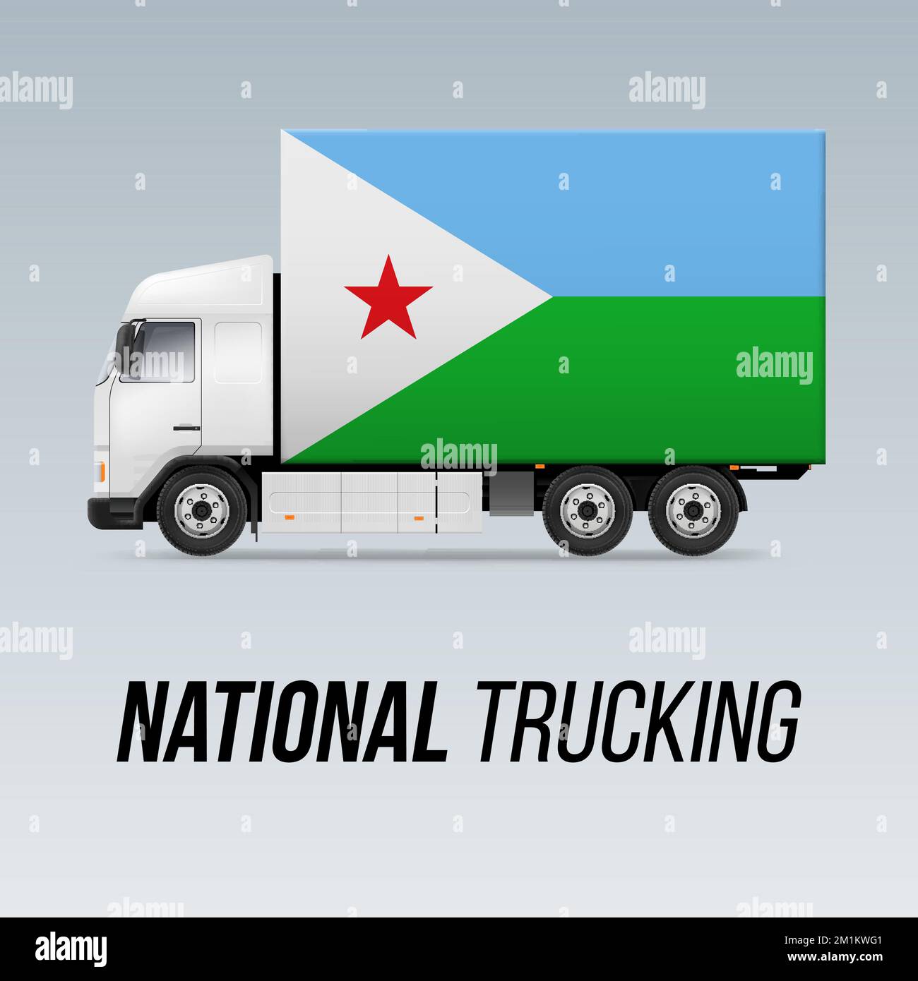 Symbole de camion de livraison nationale avec drapeau de Djibouti. Icône du camionnage national et drapeau djiboutien Illustration de Vecteur