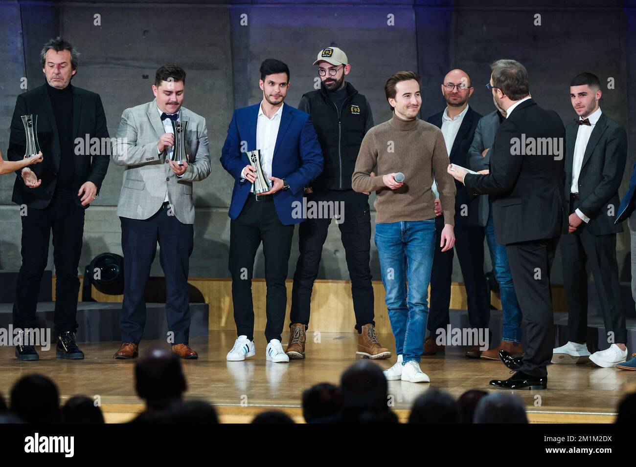 Prix Spéciaux GP Explorer: VIALETTE Pierre-Olivier dit Depielo, Etienne Jouneau dit Etienne moustache et PRÉLÈVEMENT Sylvain et CHABRIER Pierre dit Vilebrequin pendant les trophées du Sport automobile 2022 à la Maison de l’UNESCO à partir de On 12 décembre 2022 à Paris, France - photo Florent Gooden / DPPI Banque D'Images