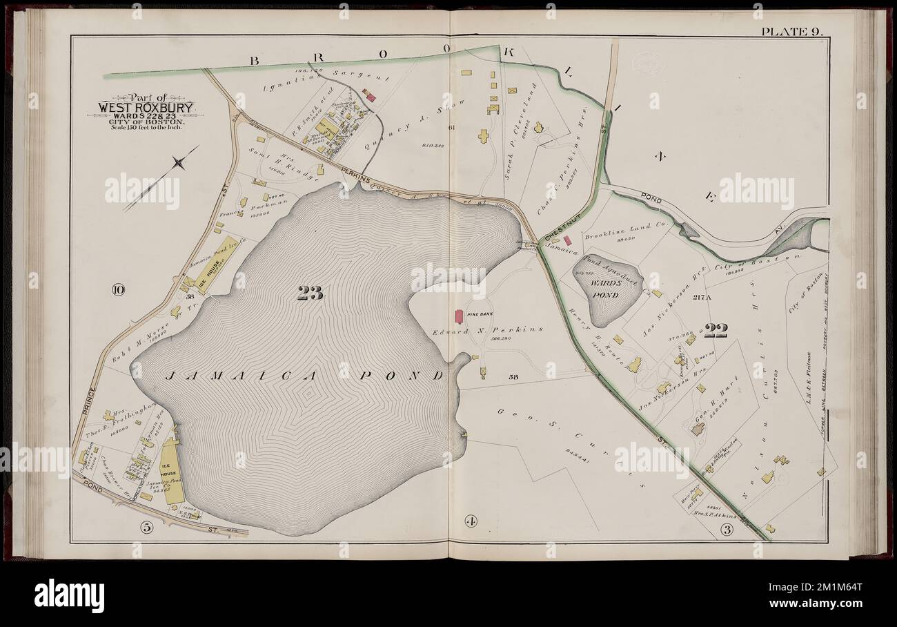 Atlas de la ville de Boston, West Roxbury, Mass., volume six : à partir des relevés réels et des plans officiels : tôle 9 , immobilier, Massachusetts, Boston, cartes, Propriétaires fonciers, Massachusetts, Boston, cartes, Jamaica Plain Boston, Mass., cartes Norman B. Leventhal Map Center Collection Banque D'Images