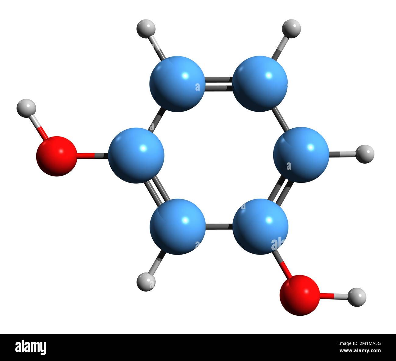 3D image de la formule squelettique du Resorcinol - structure chimique moléculaire du benzène isolé sur fond blanc Banque D'Images