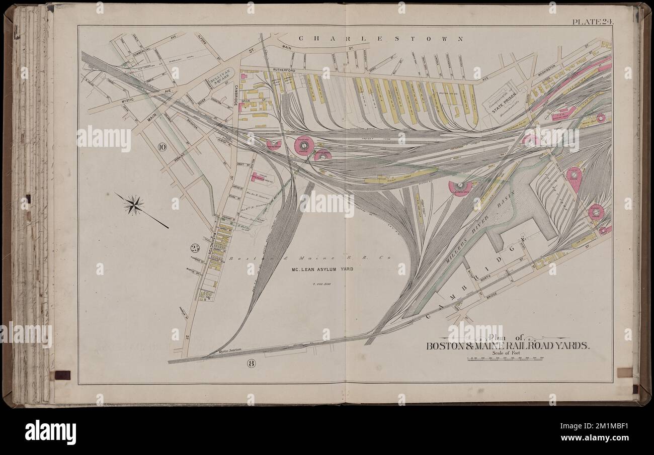 Atlas de la ville de Somerville, Massachusetts : à partir de relevés réels et de plans officiels. Assiette 24 , immobilier, Massachusetts, Somerville, cartes, Propriétaires fonciers, Massachusetts, Somerville, cartes, Somerville Mass., Cartes, Boston et Maine Railroad Norman B. Leventhal Map Center Collection Banque D'Images