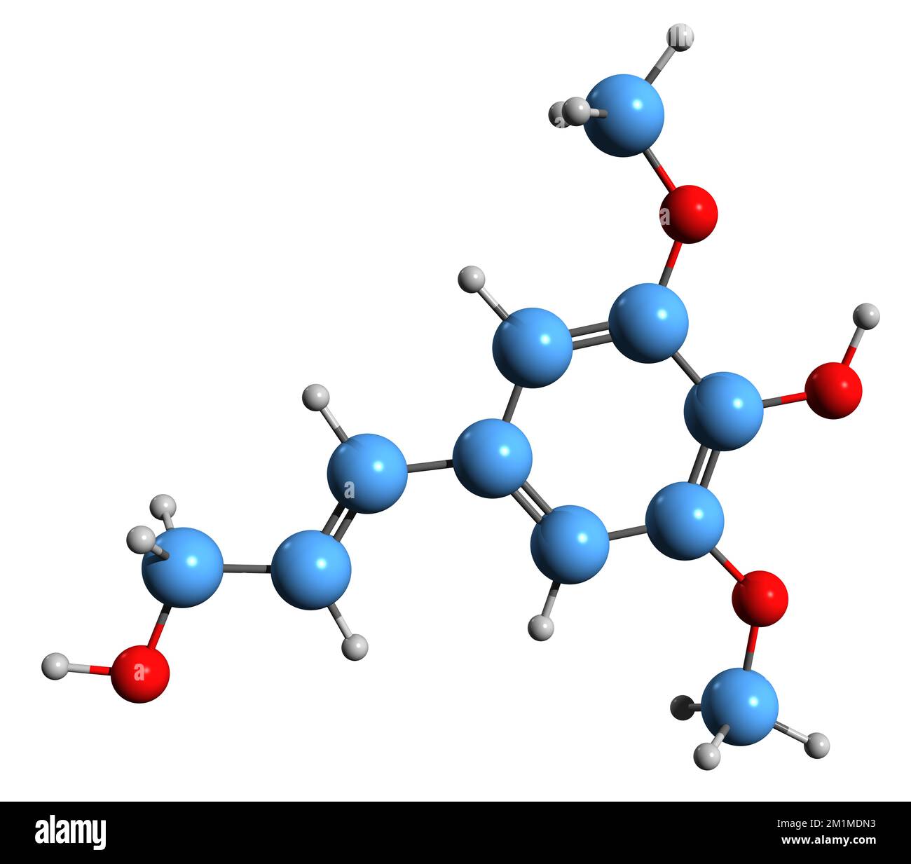 3D image de la formule squelettique de l'alcool sinapyle - structure chimique moléculaire de l'alcool sinapoyle isolé sur fond blanc Banque D'Images