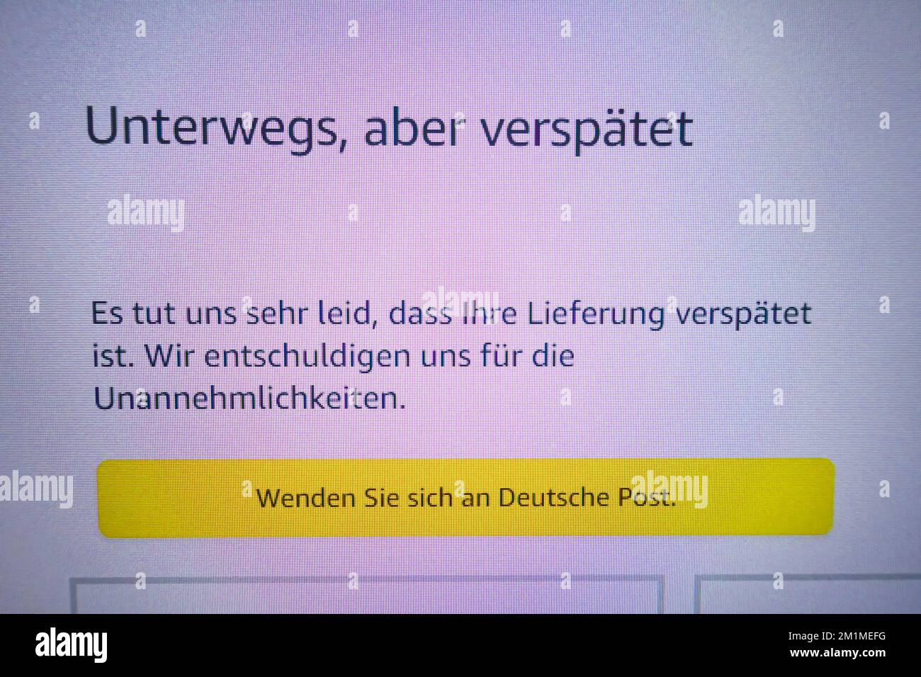 En chemin mais en retard, veuillez contacter Deutsche Post Banque D'Images