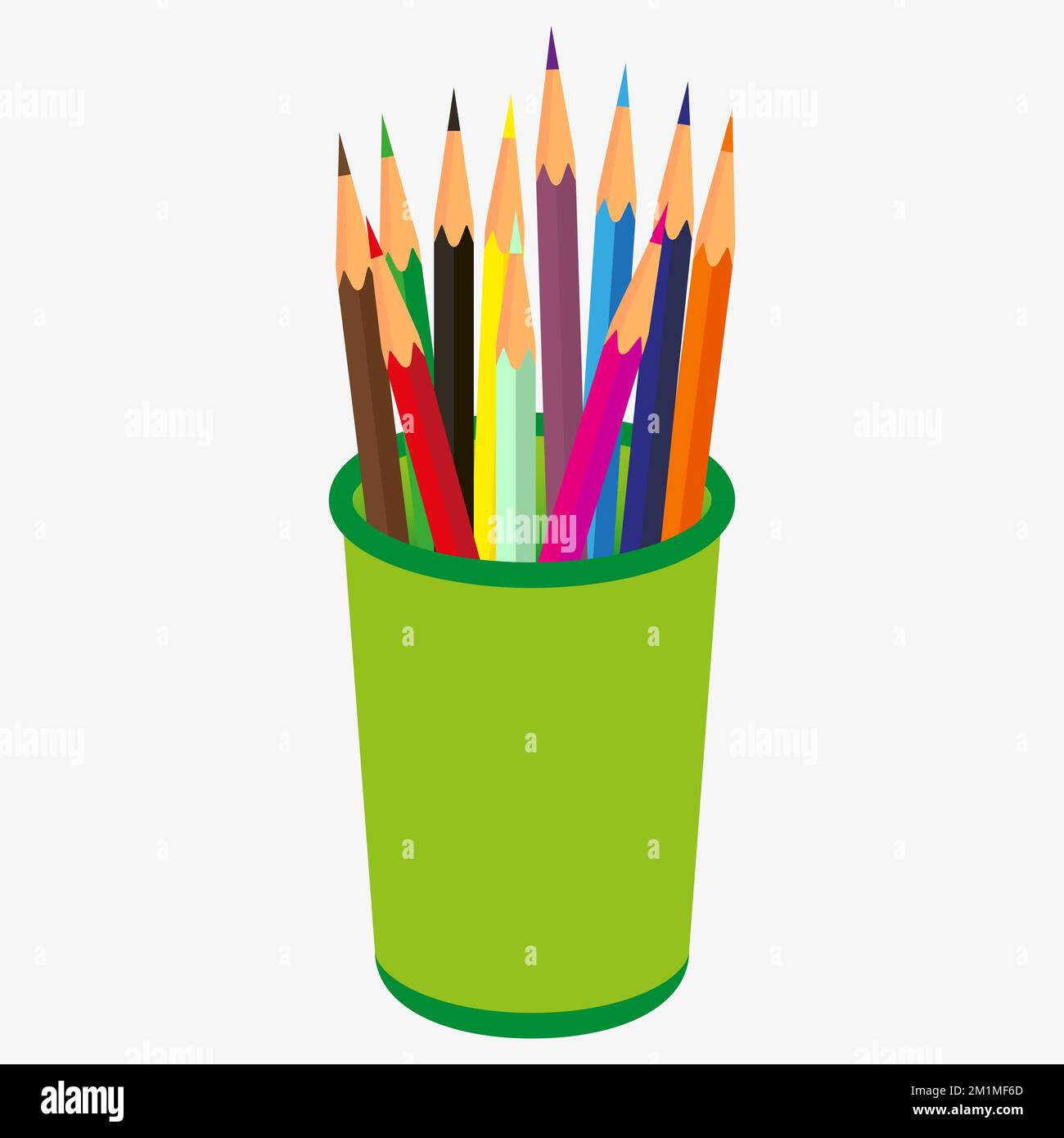 Crayons colorés dans une trousse à crayons. Isolé sur fond sirob. Illustration vectorielle Illustration de Vecteur