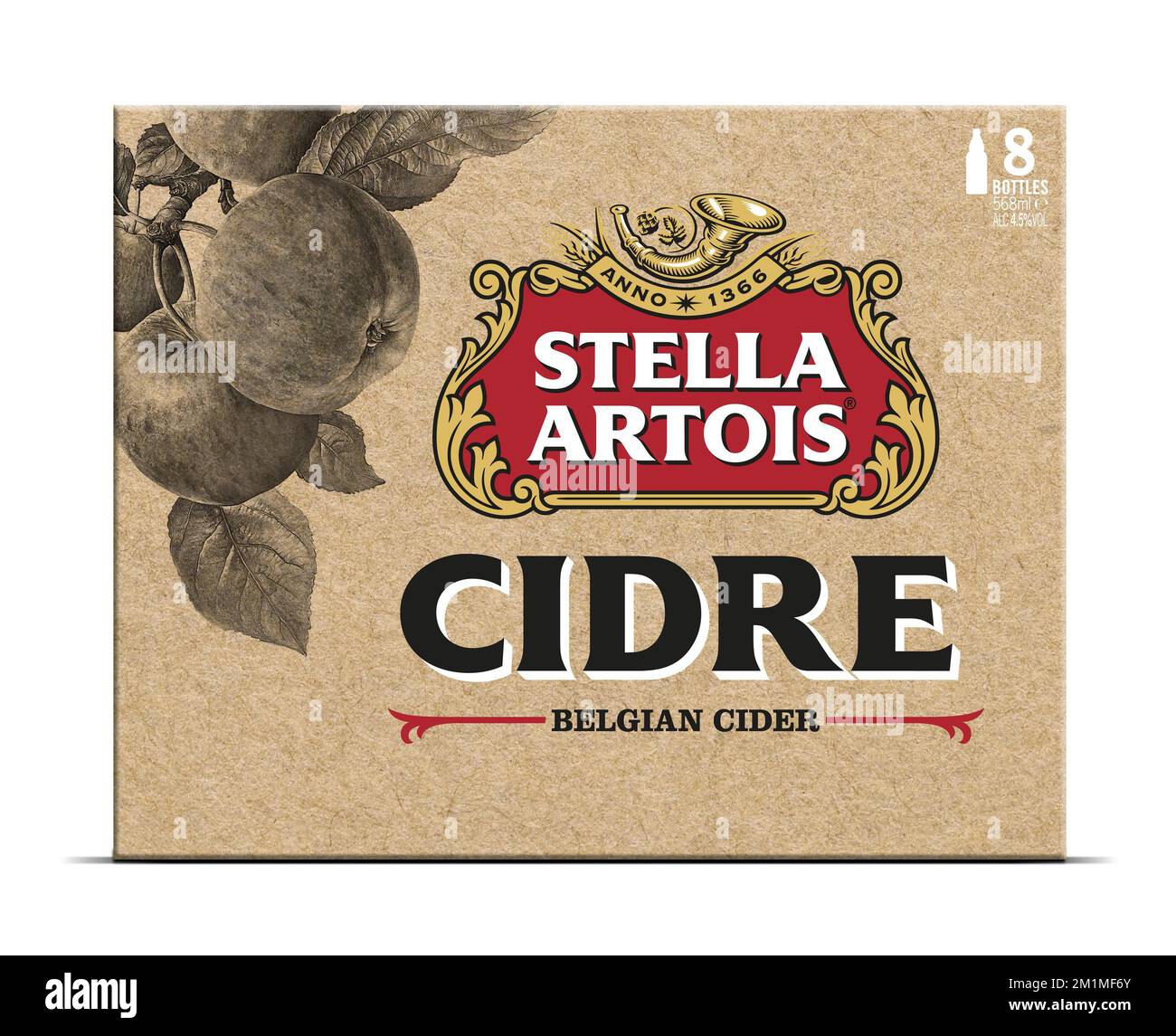 Cette photo publiée par Stella Artois le 02 février 2011 montre le label du cidre (Cidre) de la marque Stella Artois produit en Belgique par le brasseur AB InBev. Le cidre sera lancé au Royaume-Uni autour de Pâques. Banque D'Images