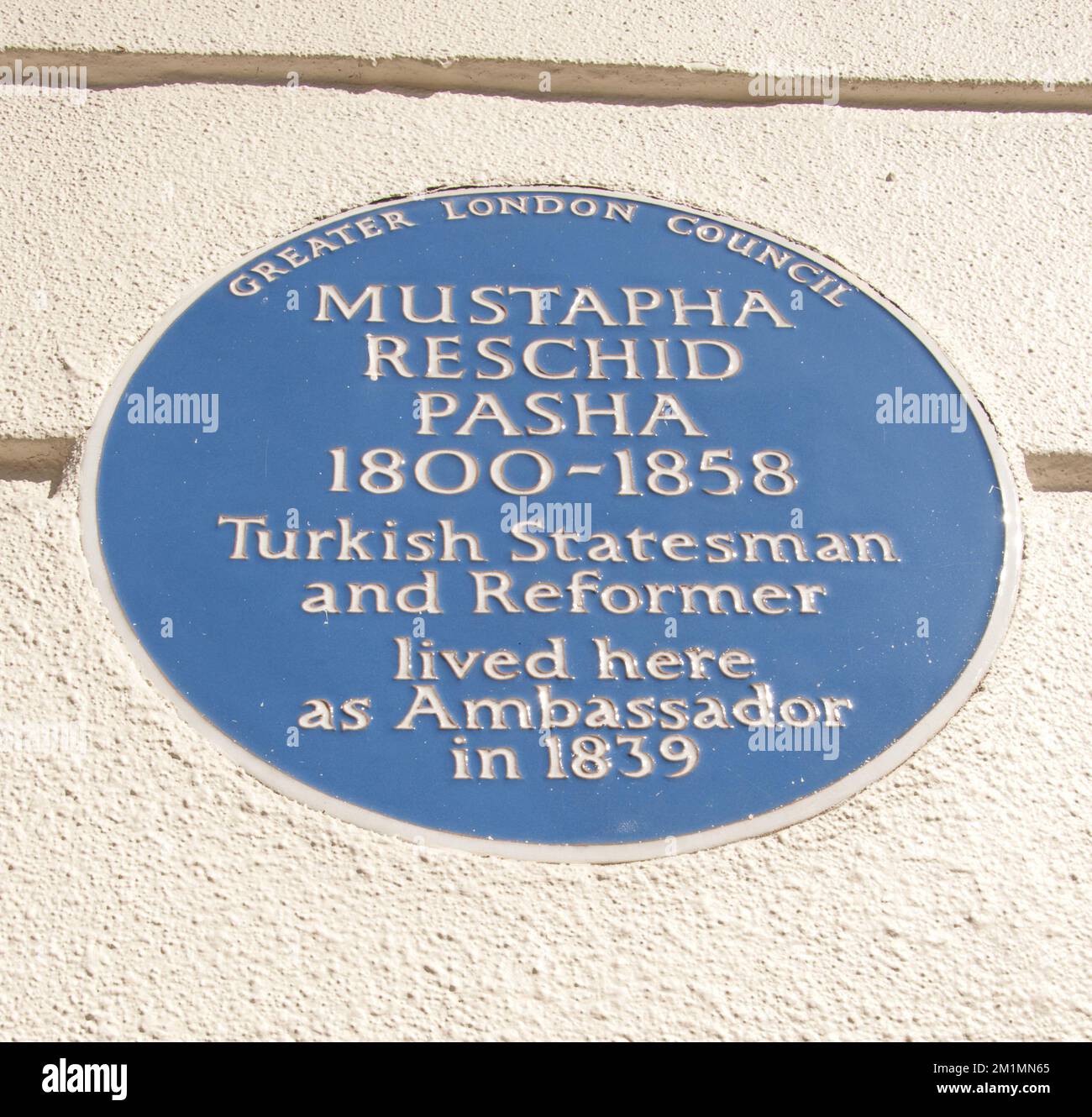 Plaque commémorant la résidence de Mustapha Reschid Pasha ici en tant qu'ambassadeur turc, Marylebone, Londres, Royaume-Uni Banque D'Images