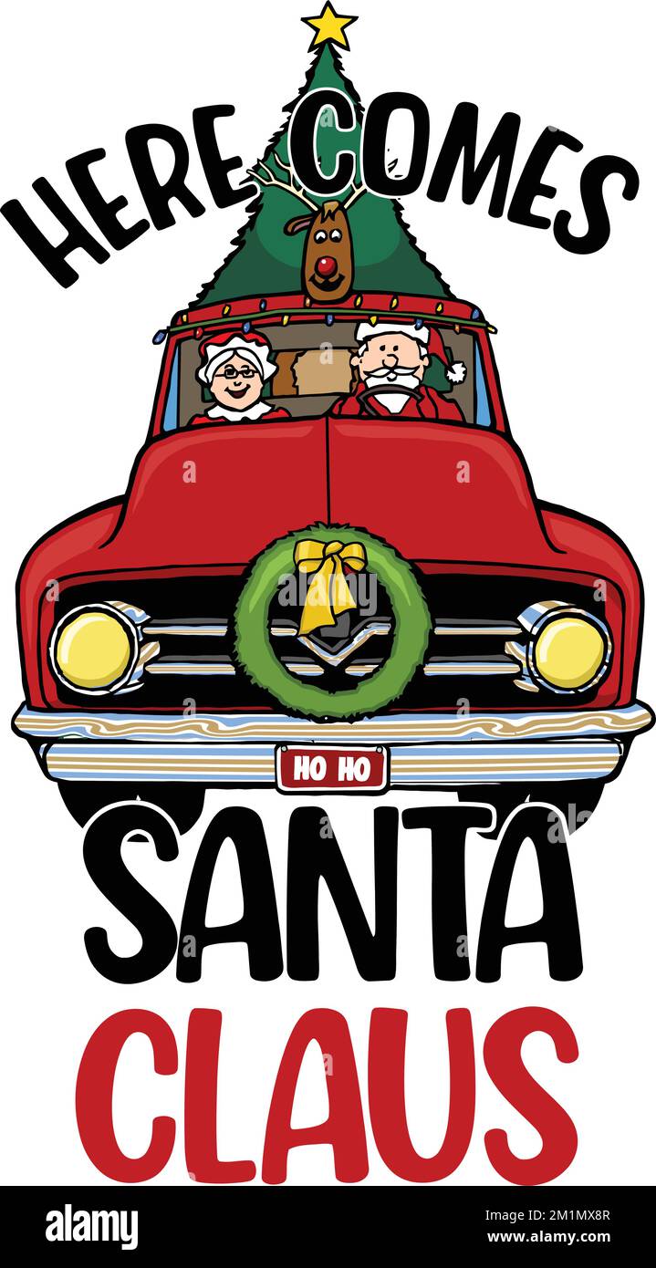 drôle de noël classique camion de santa Illustration de Vecteur