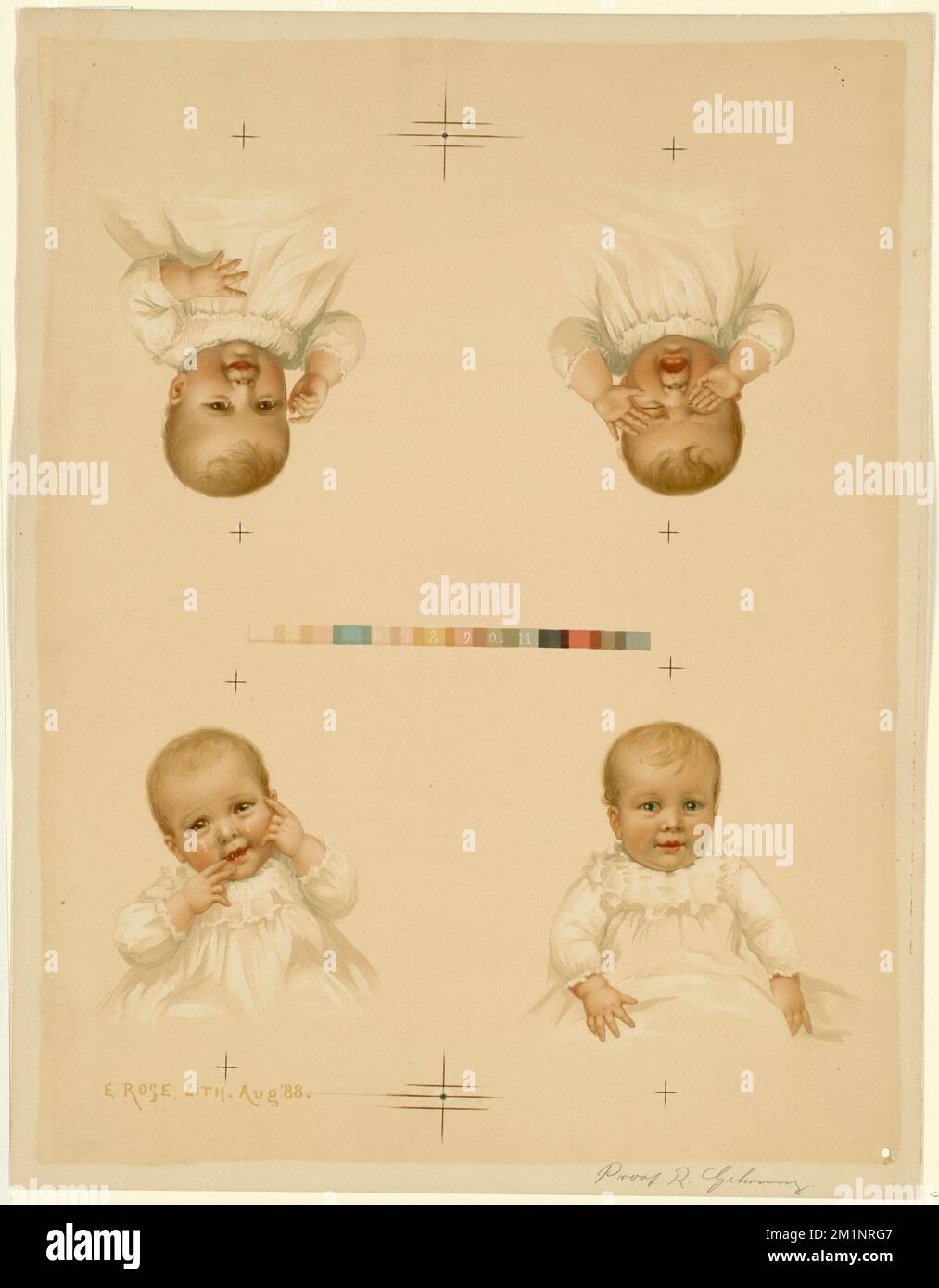 Bébé avec quatre expressions du visage, les nourrissons. Collection Louis Prang & Company Banque D'Images