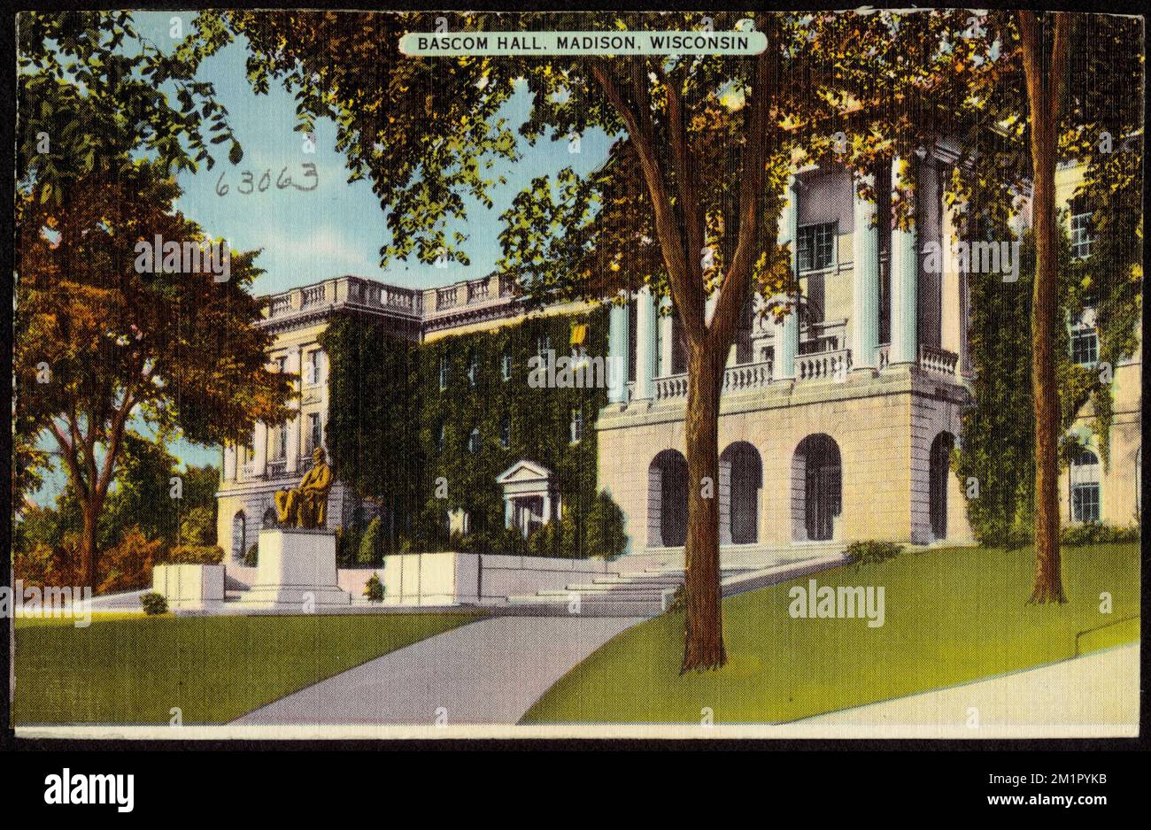 Bascom Hall, Madison, Wisconsin , universités et collèges, Tichnor Brothers Collection, Cartes postales des États-Unis Banque D'Images