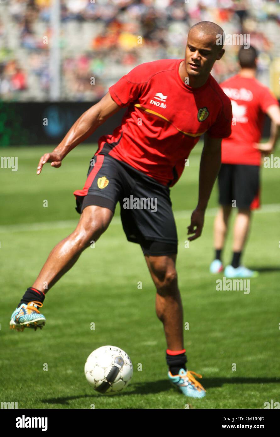 Vincent Kompany de Belgique photographié pendant la journée des fans de l'équipe nationale de football de Red Devils Belgique, dimanche 02 juin 2013 au Koning Boudewijn Stadion - Stade Roi Baudouin à Bruxelles. BELGA PHOTO VIRGINIE LEFOUR Banque D'Images