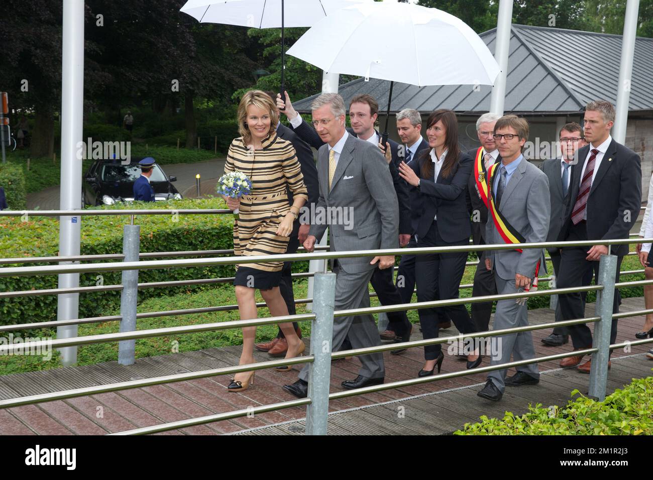 Princesse Mathilde de Belgique photographiée lors d'une visite royale à l'hôtel de ville de Harelbeke dans le cadre d'un voyage dans plusieurs villes de la province de Vlaanderen-Ouest (Flandre Occidentale), jeudi 20 juin 2013. Banque D'Images