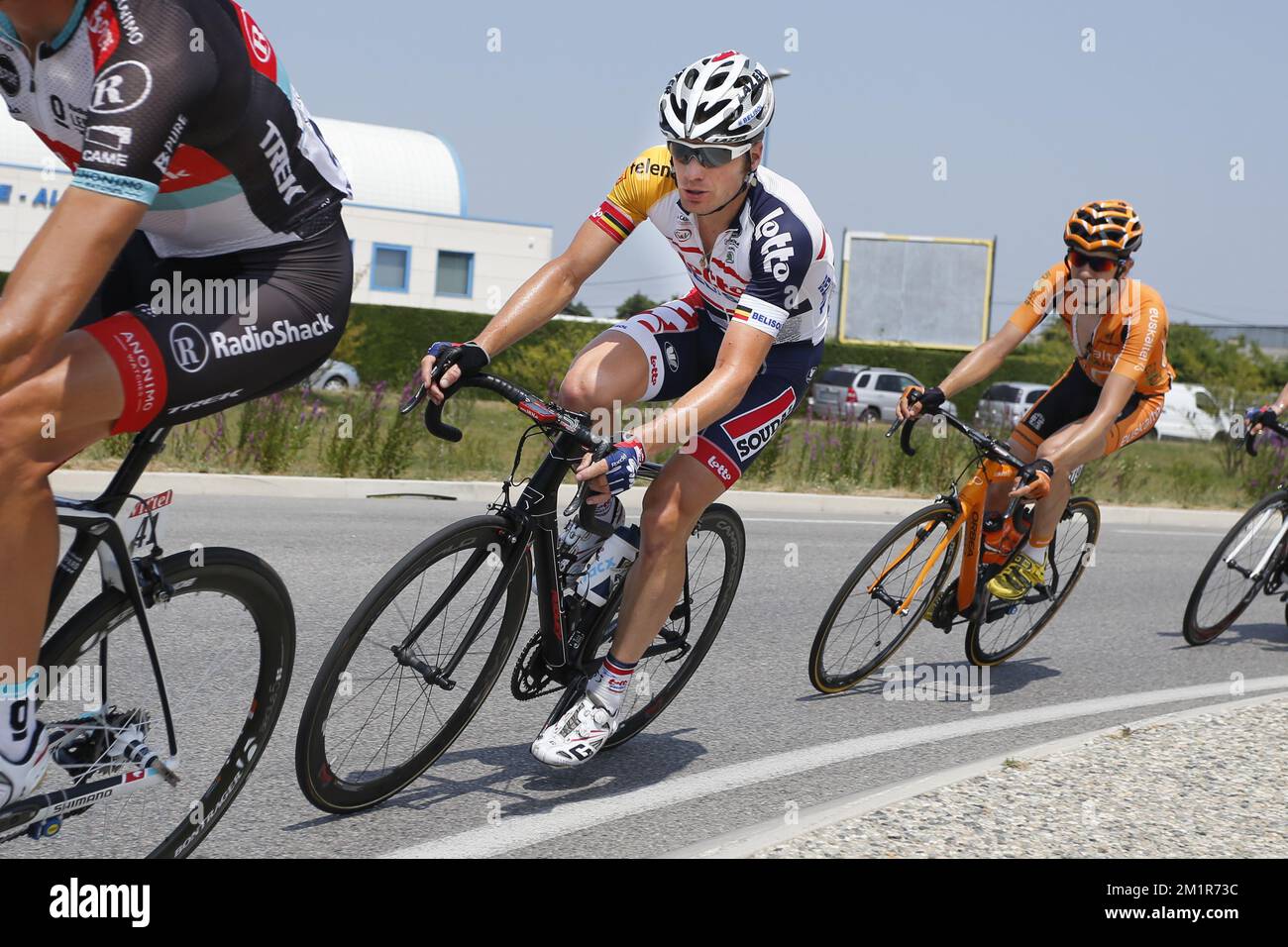 Belge Jurgen Roelandts de Lotto - Belisol photographié pendant la quinzième étape de l'édition 100th de la course cycliste Tour de France, 242km de Givors au Mont Ventoux, France, le dimanche 14 juillet 2013. Banque D'Images