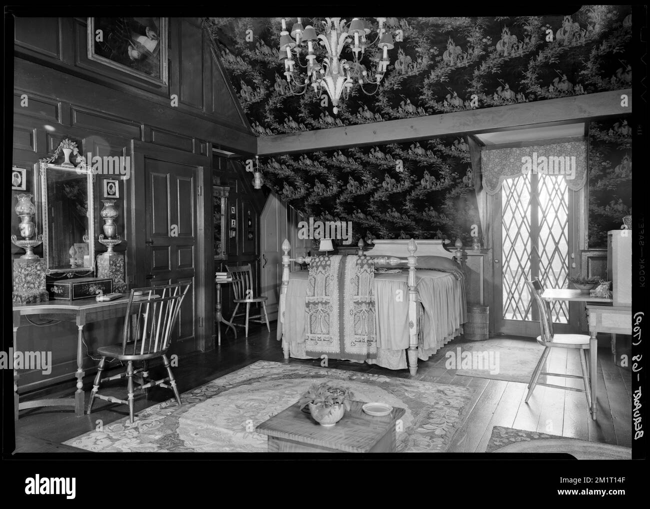 Beauport, salle Strawberry Hill , éléments architecturaux, chambres. Collection de négatifs photographiques Samuel Chamberlain Banque D'Images