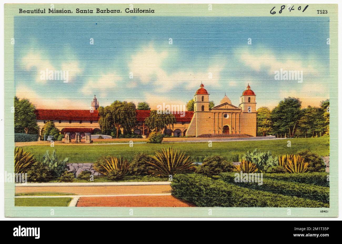 Belle Mission, Santa Barbara, Californie , installations religieuses, Collection des frères Tichnor, Cartes postales des États-Unis Banque D'Images