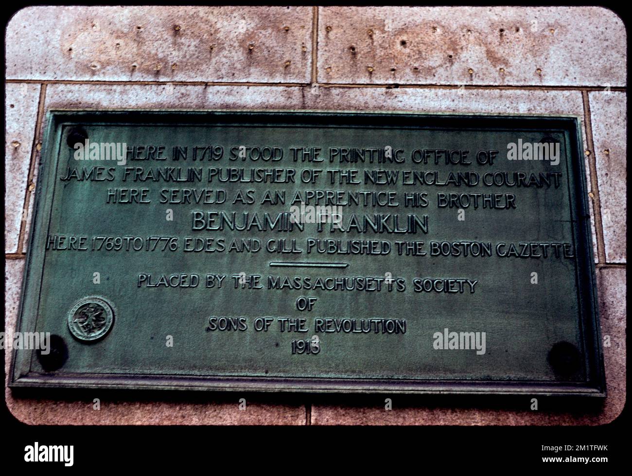 Tablette du frère de Ben Franklin , marqueurs historiques, plaques, Franklin, Benjamin, 1706-1790. Collection Edmund L. Mitchell Banque D'Images